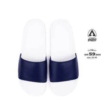 Aerostreet 39-44 Davion Putih Navy - Sandal Selop Pria Wanita BABAA 40