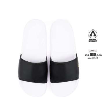 Aerostreet 39-44 Axel Putih Hitam - Sandal Selop Pria Wanita BABAA 42