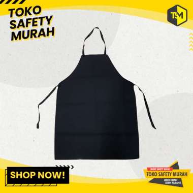 Apron Celemek Kain Drill Hitam Polos / Celemek Masak Dapur Koki Murah