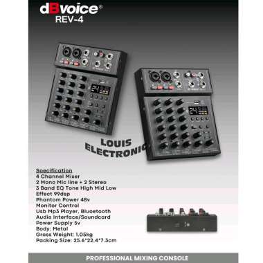 Mixer Audio dBvoice REV-4 4Channel 99 Dsp Effect ORIGINAL