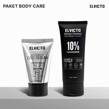 ELVICTO PAKET BODY CARE MEMBANTU MERAWAT & MELINDUNGI KULIT PRIA GET 2PCS - ALL SKIN TYPE MENCERAHKA