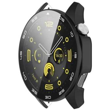 Hard 2 in 1 Case n Tempered Glass Huawei Watch GT 4 46mm - Casing Jam Side Black