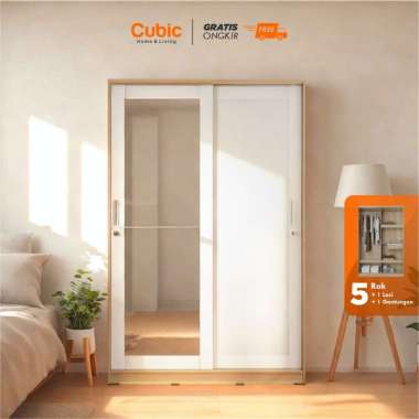Cubic Lemari Pakaian Sliding Minimalis / Wardrobe Baju / LUNA SL 120