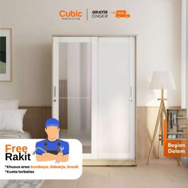Cubic Lemari Pakaian Sliding Minimalis / Wardrobe Baju / LUNA SL 120