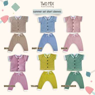Two Mix - One Set Outfit Setelan Baju Bayi Anak Laki-Laki / Perempuan Celana Panjang 0 6 12 Bulan - 