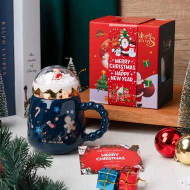 Feasts Christmas Mug / gelas minum keramik kado hampers Biru