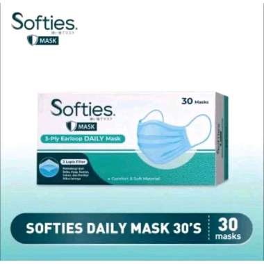 Masker Softies Daily Mask Polos 30 Earloop 3ply Masker Softies Daily 30