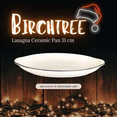 SOEBI ANTIQ - BIRCHTREE Porcelain Pan | Lasagna Ceramic Pan | Piring Saji Keramik