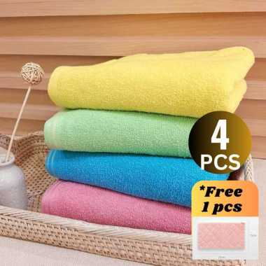 Paket 4 Pcs Handuk Washlap 100% Cotton Ukuran 36x75 cm Tebal 350 Gsm