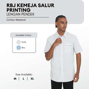 RBJ Kemeja Salur Printing Regular Fit Pria Biru XL