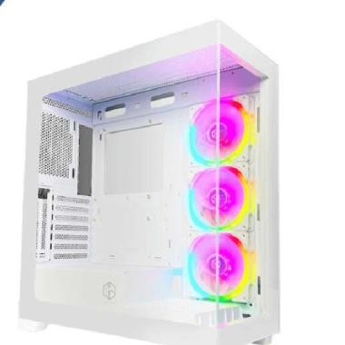CASING PC CUBE GAMING RENVOR ATX FREE 3 FAN RGB white