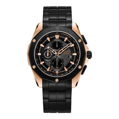 Jam Tangan Pria Alexandre Christie Chronograph AC 6663 MC BBRBA Men Black Dial Black Stainless Steel