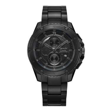 Jam Tangan Pria Alexandre Christie Chronograph AC 6653 MC BIPBA Men Black Dial Black Stainless Steel