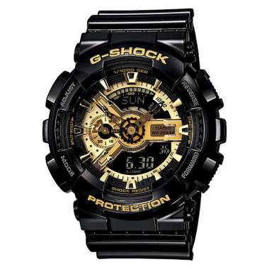 Jam Tangan Pria Casio G-Shock GA-110GB-1AER Black And Gold Series Digital Analog Dial Black Resin Ba