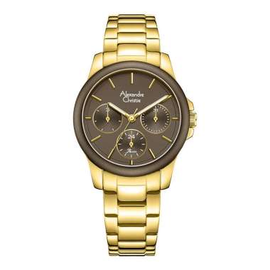 Jam Tangan Wanita Alexandre Christie Passion AC 2A95 BF BGPBO Ladies Brown Dial Gold Stainless Steel