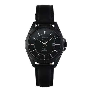 Jam Tangan Wanita Alexandre Christie Primo Steel AC 1011 LD LIPBA Ladies Black Dial Black Leather St