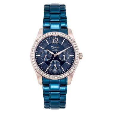 Jam Tangan Wanita Alexandre Christie AC 2645 BF BURBU Ladies Blue Dial Blue Stainless Steel Strap