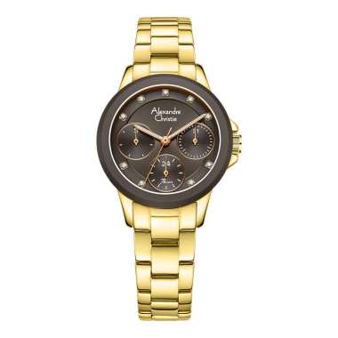 Jam Tangan Wanita Alexandre Christie Passion AC 2A99 BF BGPBO Ladies Brown Dial Gold Stainless Steel