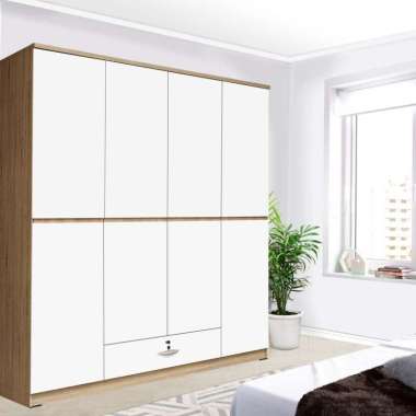 Kirana Lemari Pakaian Kayu Wardrobe 2 / 4 Pintu Modern Minimalis - York 4 Pintu Polos