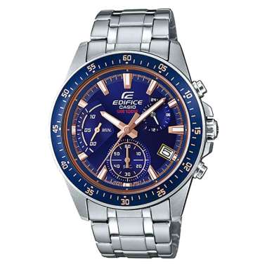 Jam Tangan Pria Casio Edifice EFV-540D-2AVUDF Chronograph Men Blue Dial Stainless Steel Band Silver