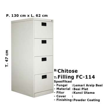 Chitose Filling Cabinet Lemari Arsip Besi 4 Tingkat Rak Drawer 4 Susun Chitose FC114