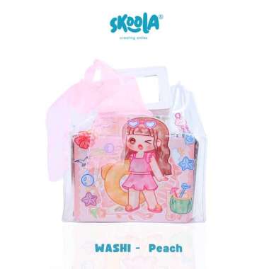 Skoola Stationery Sticker Set Notebook Washi Tape Finger Tap Anak Perempuan - Washi WASHI PEACH