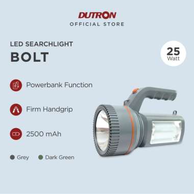 DUTRON Senter LED Jumbo Bolt - Senter Tangan Jumbo Searchlight 25 Watt + 10 Watt Abu-abu