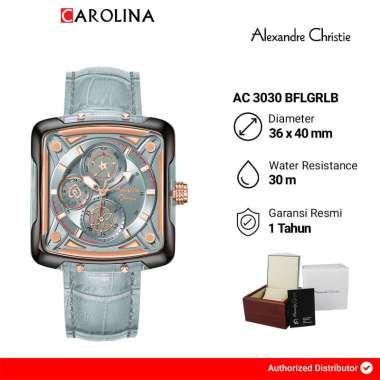 Jam Tangan Wanita Alexandre Christie Multifunction AC 3030 BFLGRLB Blue Dial Blue Leather Strap