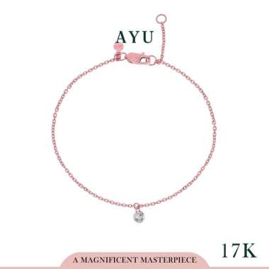 AYU Gelang Kaki Emas - Candy Pop Chain Anklet 17k Rose Gold 22-24 cm (Lavender)