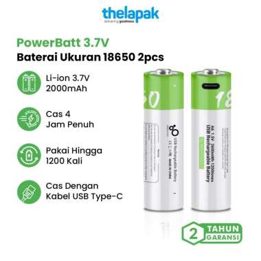 Baterai Cas Isi Ulang 2pcs Smartoools Powerbatt 18650 USB Type C Garansi