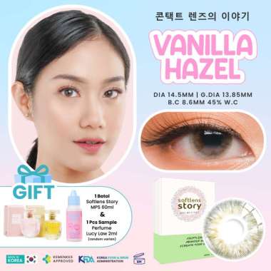 BUY 1 FREE 3 ITEM Softlens Story Vanilla Hazel 1 Pasang | 14.5mm Soflens Premium Korea | Soflen Natu