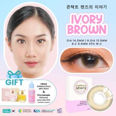 BUY 1 FREE 3 ITEM Softlens Story Ivory Brown 1 Pasang | 14.5mm Soflens Premium Korea | Soflen Natura