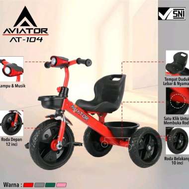 Sepeda Anak Roda Tiga Aviator AT-104 Tricycle AT104 AT 104 Merah