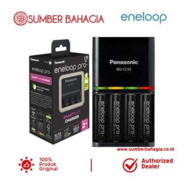 Sumber Bahagia - Eneloop Pro Rechargeable AA Ni-MH Baterai dan Charger Kamera [2500 mAh / 4 Baterai]