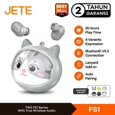 JETE FS1 TWS Earbuds Headset Bluetooth Karakter Black Robot