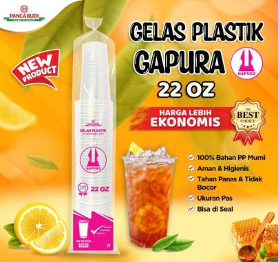 Gelas Plastik Bening Gapura 22 Oz / Cup Plastik / Gelas Plastik Datar
