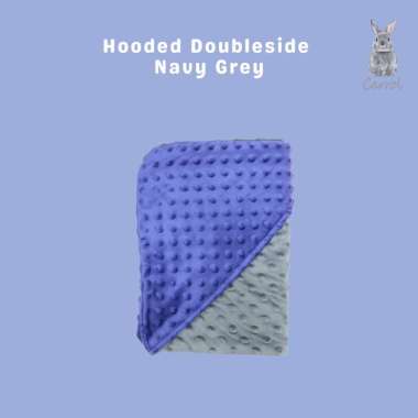 Carrol Baby Blanket Double Sided Hooded Baby - Selimut Minky Bayi Navy Grey