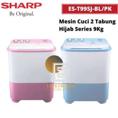 SHARP MESIN CUCI 2 TABUNG 9KG ES-T 99 SJ BL Hijab Series Blue