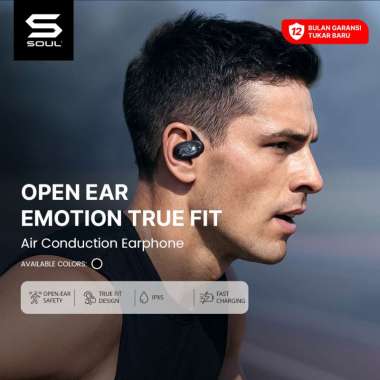 SOUL Open Ear Emotion True Fit Air Conduction Earphone Adjustable Ear Hook Sport Headset Black