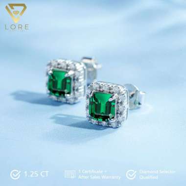 LORE JEWELLERY - Pamela Green Stud Moissanite Earrings Moissanite 18K White Gold Plated - Earring Mo