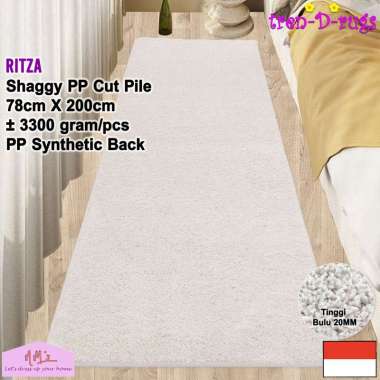 Tren-D-rugs Karpet shaggy bulu tebal halus polos dapur panjang ruang tamu tidur 78 cm x 200 cm - NMs