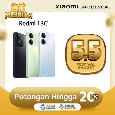 Official Xiaomi Redmi 13C | Tiga kamera AI 50 MP 16 GB RAM* Layar Dot Drop 6,74" 8 GB + 8 GB* | 256 GB Glacier White