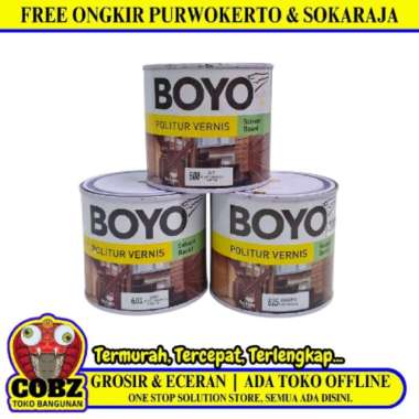 BOYO CAT KAYU PLITUR POLITUR VERNIS WARNA 1/2 KG PER KALENG-Data Sampah