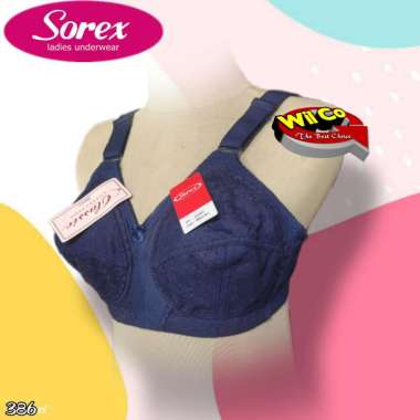 B386 Sorex Bra Wanita Jumbo Classic Bahan Nilon Cup D Size 36d - 46d NAVY 36