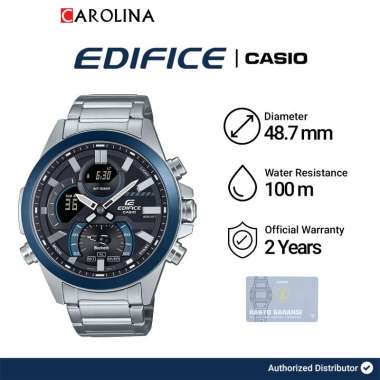 Jam Tangan Pria Casio Edifice Smartphone Link Model ECB-30DB-1A Black Dial Silver Stainless Steel Ba