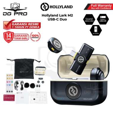 Hollyland Lark M2 USB-C Duo Wireless Microphone Dual Lav Mic Resmi BLACK