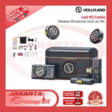 Hollyland Lark M2 Combo Wireless Lavalier Microphone M 2 Duo Mic Resmi M2 USB C BLK