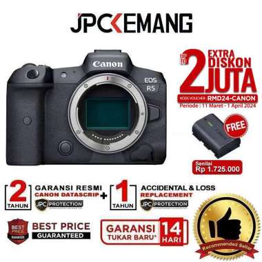 JPC KEMANG Canon EOS R5 Mirrorless Digital Camera Body Only Canon R5 Body Kamera Mirrorless GARANSI RESMI