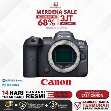 BKP Canon EOS R6 Body Only Mirrorless Camera Original Resmi Black