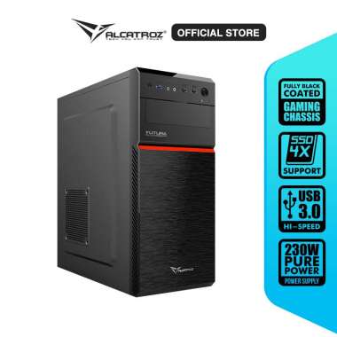 Casing Komputer Alcatroz ATX PC Case Futura Black N3000 PRO with 225 Watts Power Supply BLACK